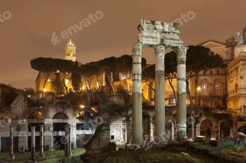 Preview: Roman Forum lit up at night