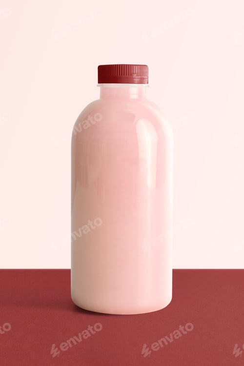 Preview: Milk plastic bottle with label product packaging