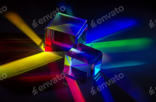 Preview: a glass cube reflects many colors