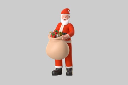 Preview: Cartoon santa with bag of gifts