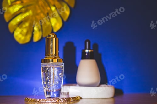 Preview: Luxury tonal foundation, cosmetics product.Composition with foundation on color background. Copy