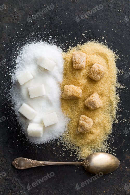 Preview: unrefined cane and white sugar