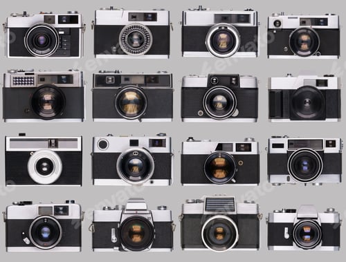 Preview: vintage old film camera collection isolated