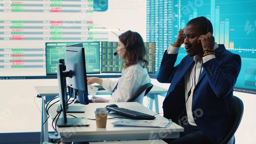 Preview: Chief financial officer examining capital funds and revenue data