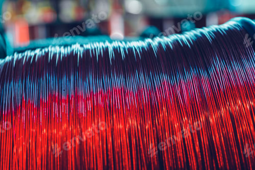 Preview: Copper wire reels in cable factory close up