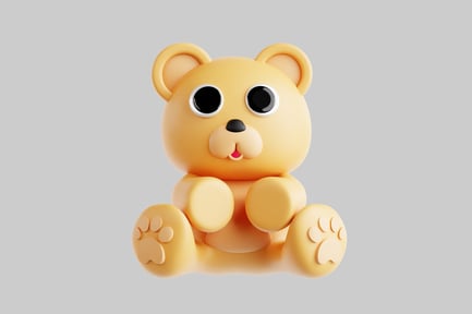 Preview: Seated teddy bear with dark eyes