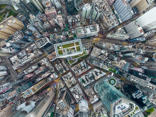 Preview: Causeway Bay, Hong Kong 03 February 2022: Top down view of Hong Kong city