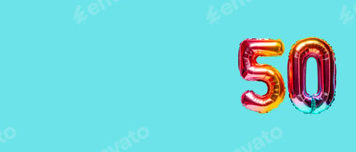 Preview: Rainbow foil balloon number. Top view.