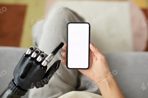 Preview: Cyborg girl using mobile phone