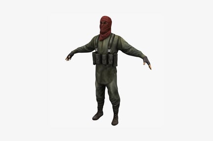 Figurine aux bras étendus et à plusieurs gilets en position d'attaque