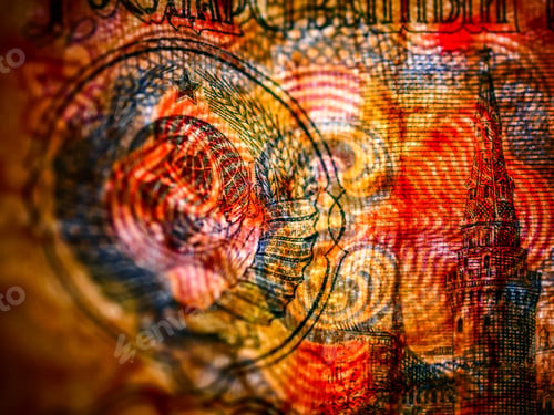 Preview: Closeup shot of a vintage Soviet banknote texture
