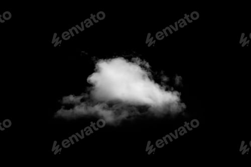 Preview: White Cloud Isolated on Black Background