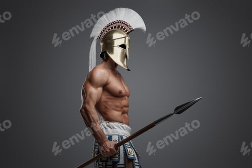 Preview: Muscular spearman from ancient greece with long spear