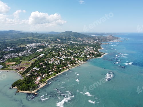 Preview: Aerial view of the Puerto Plata city on the Dominican Republic's Atlantic north coast