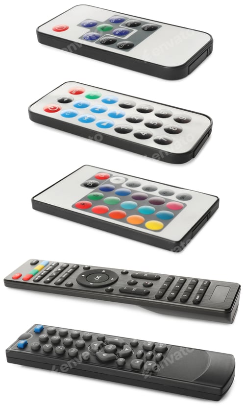 Preview: Different remote controls isolated on white, set