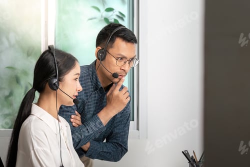 Preview: Focused Call Center Agents Engaging in Customer Interaction