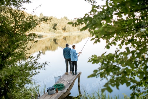 Preview: Men fishing on the lake