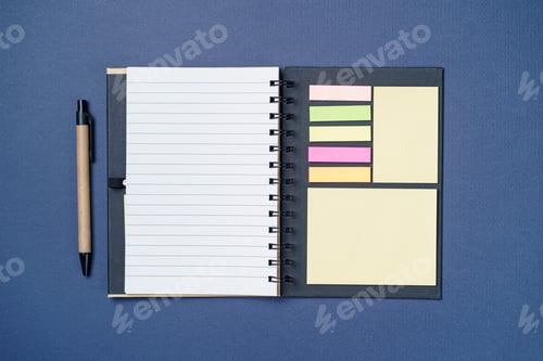 Preview: Spiral notebook on a blue background