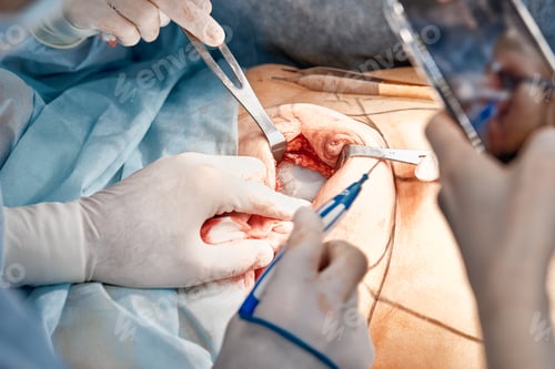 Preview: The doctor performs an operation to reconstruct the female breast. Close-up of plastic surgeon