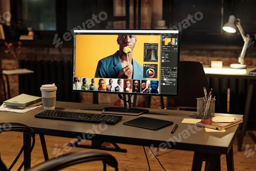 Preview: Workplace of graphic designer at office