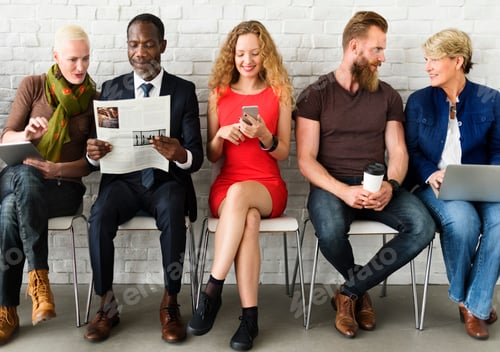 Preview: Diverse Group of People Community Togetherness Technology Sittin