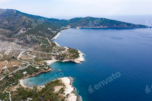 Preview: Aerial view of the turquoise sea near Thassos, Greece.
