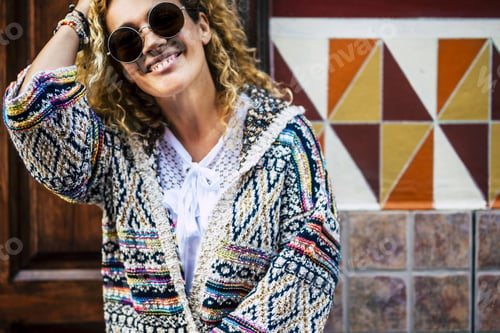 Preview: Cheerful beautiful caucasian adult lady portrait