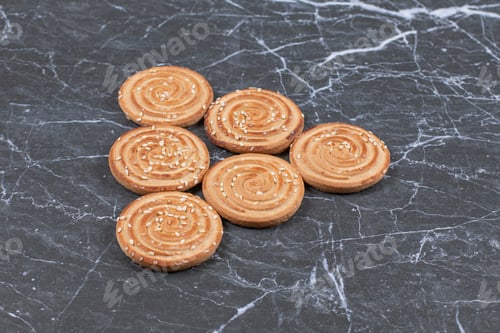 Preview: Tasty roll cookie, on the marble background