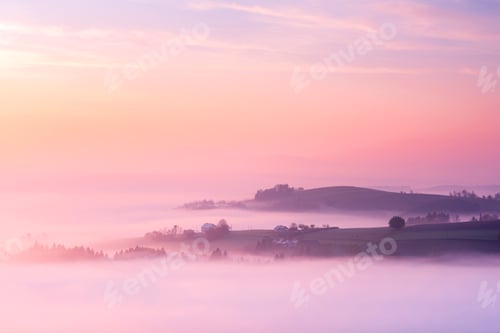 Preview: Rolling Hills Emerge from Fog at Sunrise