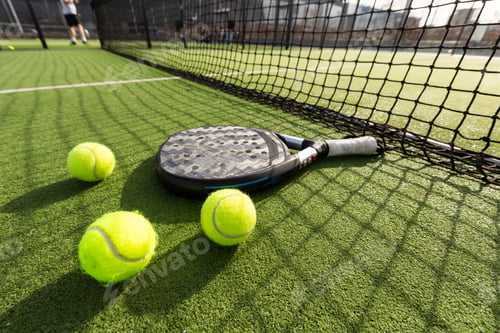 Preview: paddle tennis still life racket and ball