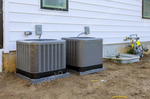 Preview: Air conditioning system outside installation on of the house.