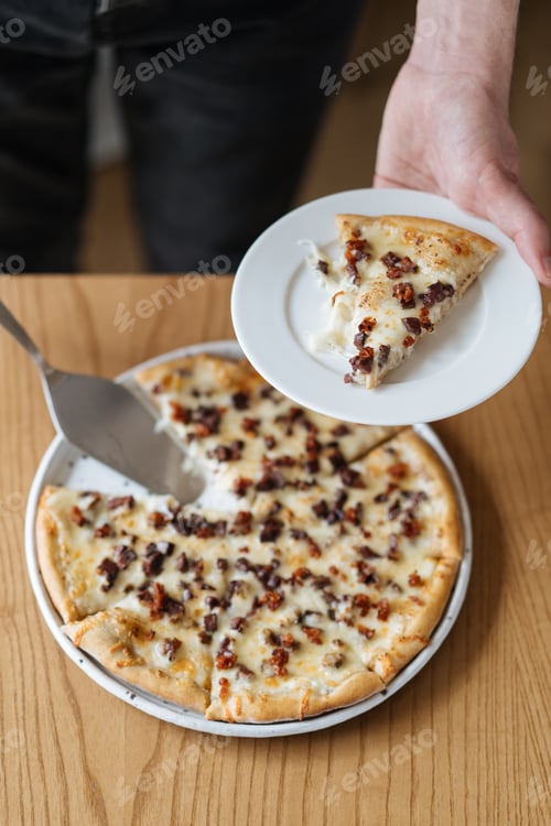 Preview: Crop person serving baked pie