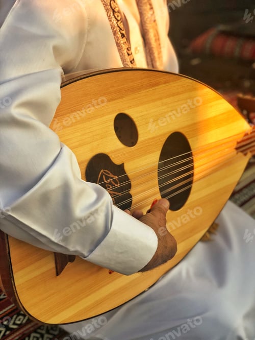 Preview: Middle East musician plays a traditional oud string instrument at a local cultural celebration