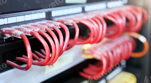 Preview: IT, server and cables for cyber security, internet safety and information technology in business. C