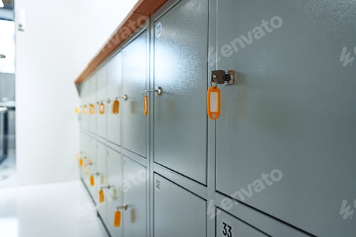 Preview: Gray locker with key for safety in public facility