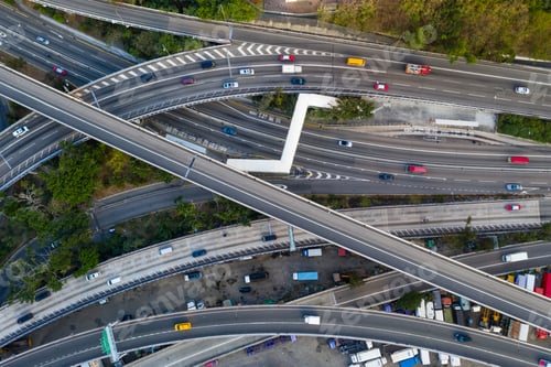 Preview: Hong Kong, 12 February 2019: Top down view of Hong Kong traffic