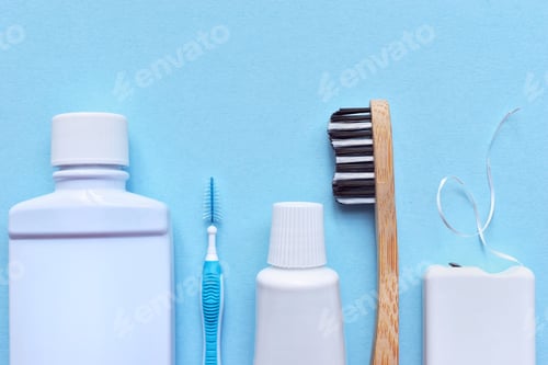 Preview: Personal accessories on a blue background