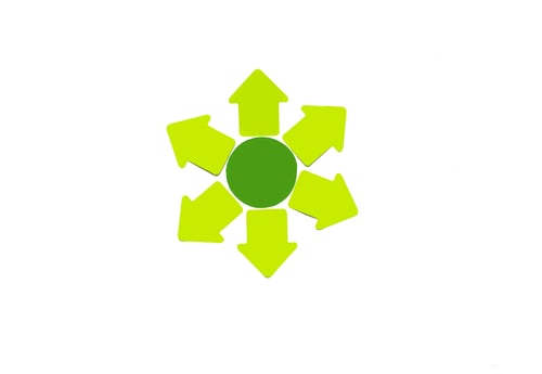 Preview: Group of paper stickers in the form of green arrows on a white background