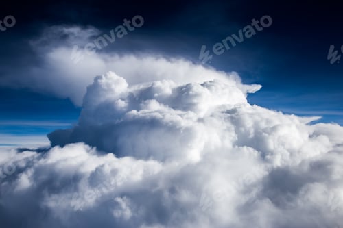 Preview: blue sky with the clouds from the plane view