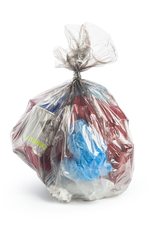 Preview: Trash bag filled with waste items collected from a local area during cleanup event