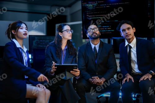 Preview: diverse team of AI strategists in a project huddle