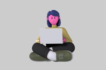 Preview: Stylized Woman Working on Laptop Character