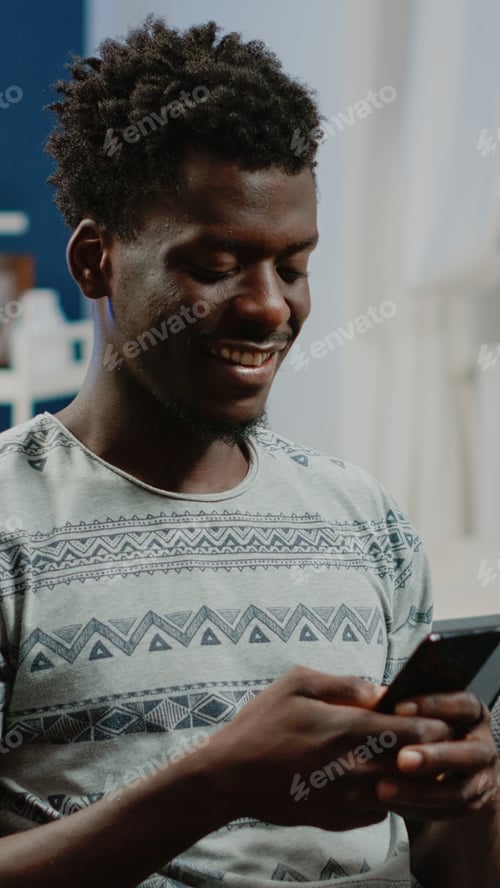 Preview: Person using smartphone with touch screen for text messages
