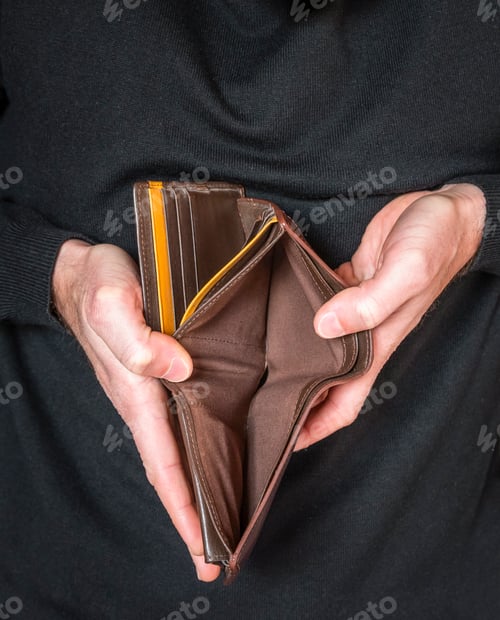 Preview: Hands holding an empty wallet
