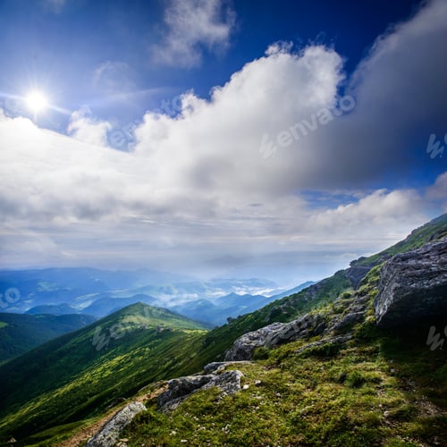 Preview: Beautiful sunny day is in mountain landscape