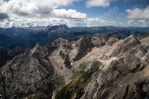 Preview: Panoramic view from the top of the Marmolada Glacier, Dolomites, South Tyrol, Italy.
