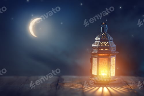 Preview: Arabic lantern with burning candle