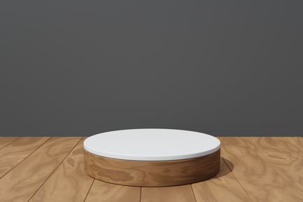 Preview: Minimalist Round Podium on Wooden Floor with Gray Background