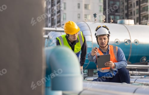 Preview: HVAC Engineer Coaching a Technician on Site During an Urban Maintenance Project