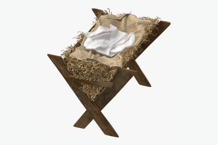 Preview: Rustic Wooden Manger with Straw and Cloth
